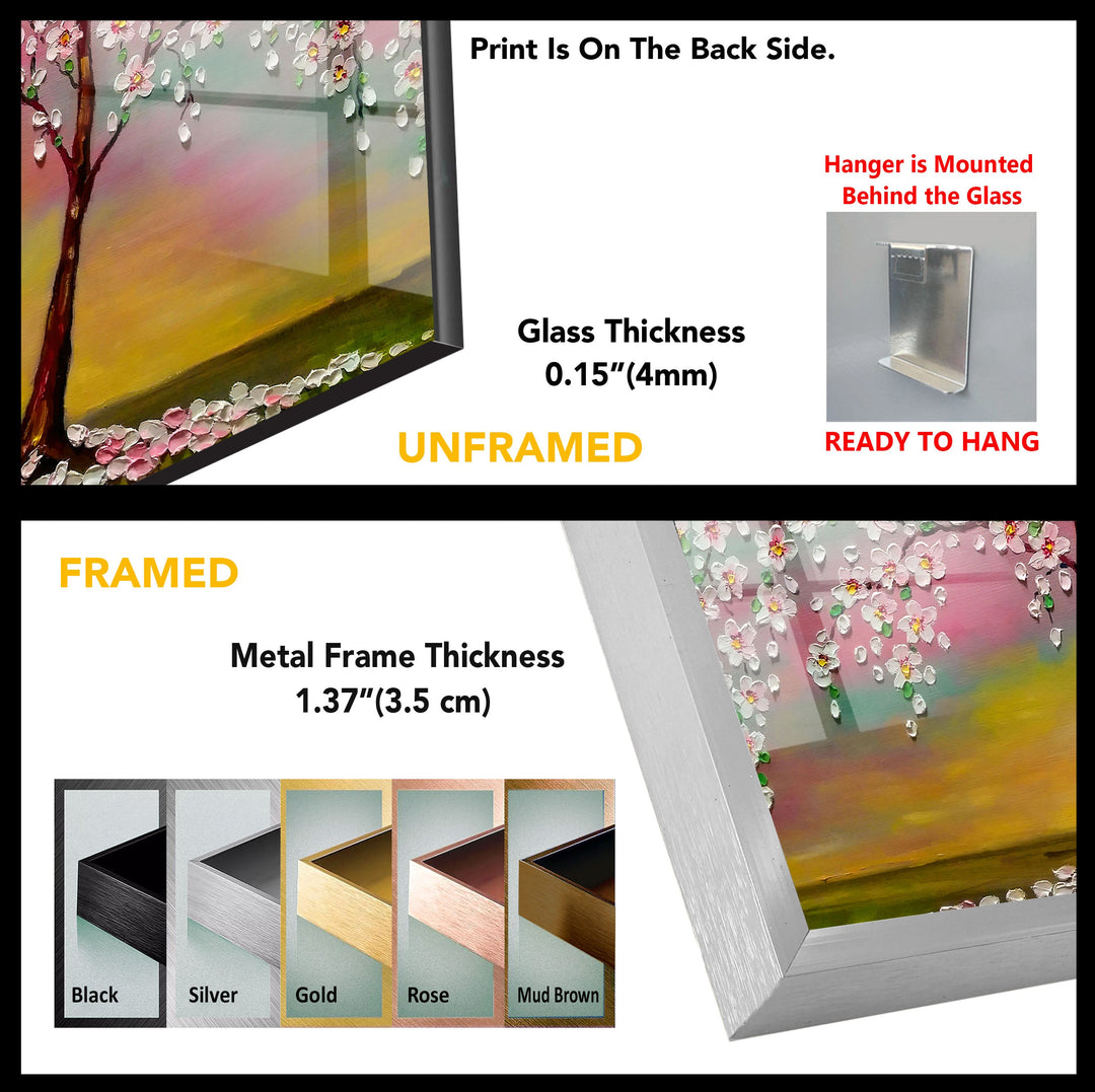 Cherry Blossom Tree Glass Wall Art, large glass photo prints, glass wall photos