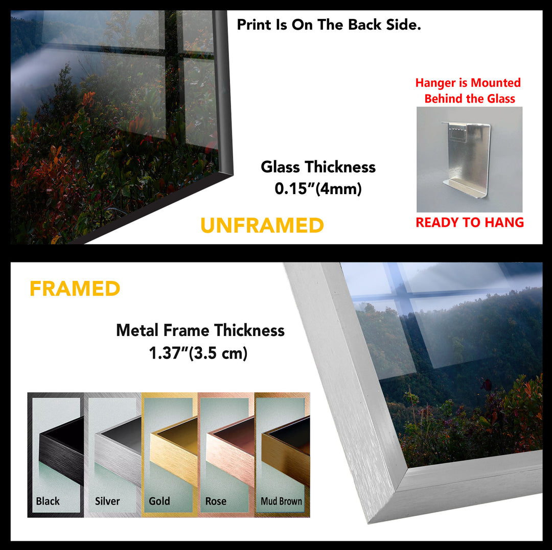 Foggy Mountain Landscape Glass Wall Art