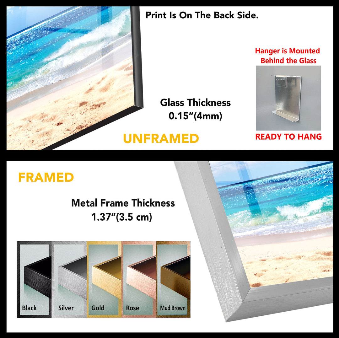 Summer Beach Landscape Glass Wall Art