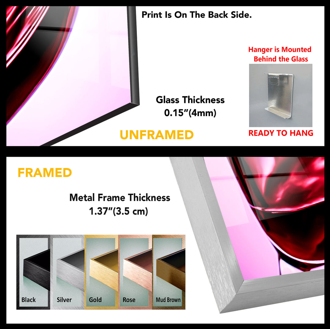 Red Wine Kitchen Glass Wall Art, Glass Printing Wall Art, Print photos on glass