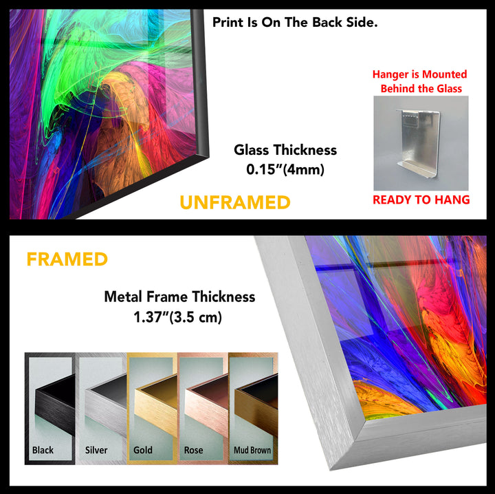 Vivid Colorful Neon Abstract Glass Wall Art Creation