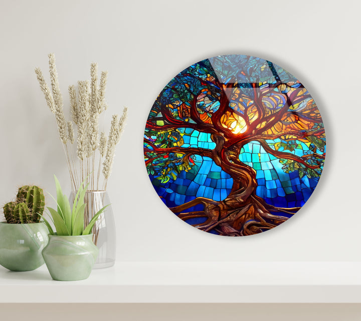 Stained Tree Glass Wall Art large glass photo prints, glass wall photos