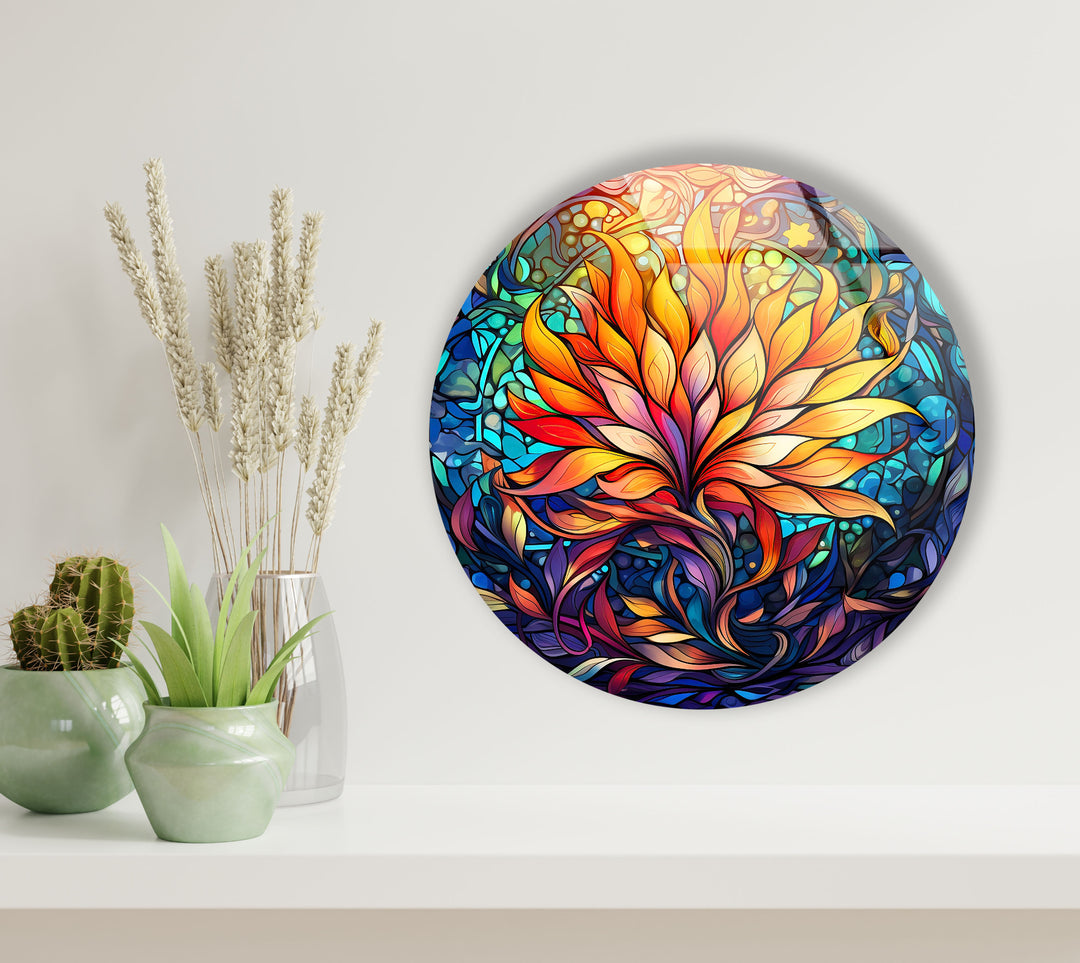 Stained Colored Lotus Glass Wall Art Glass Printing Wall Art, Print photos on glass