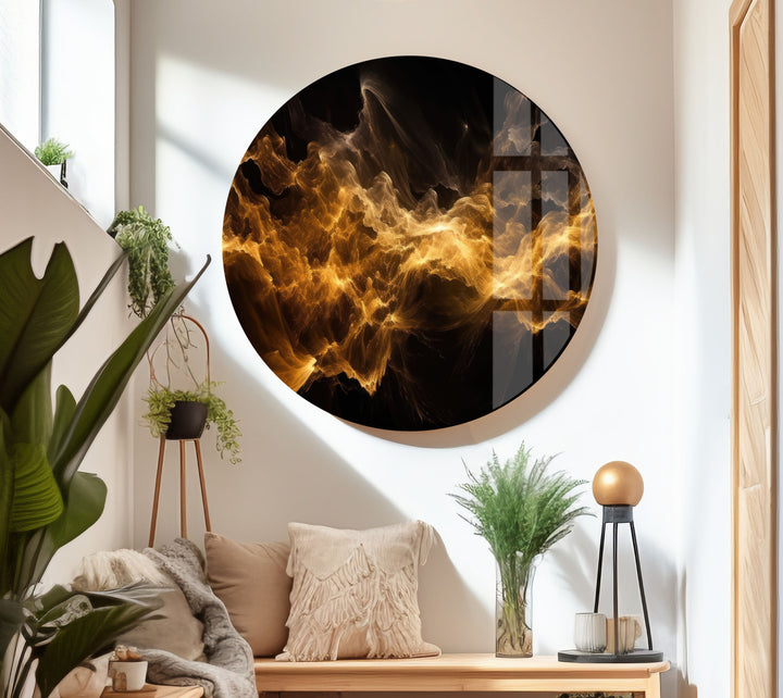 Fire Sparks Abstract Glass Wall Art