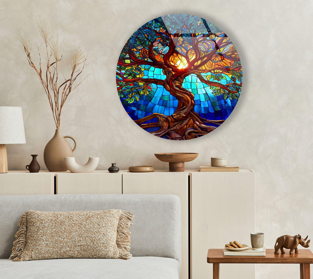 Stained Tree Glass Wall Art custom glass pictures, glass art prints