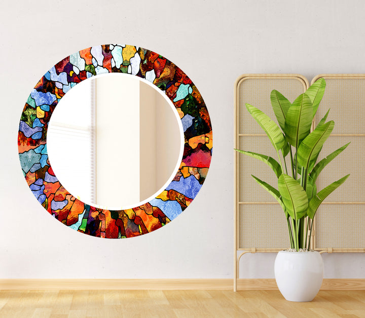 Stained Colorful Wall Mirror Marble Mirror
