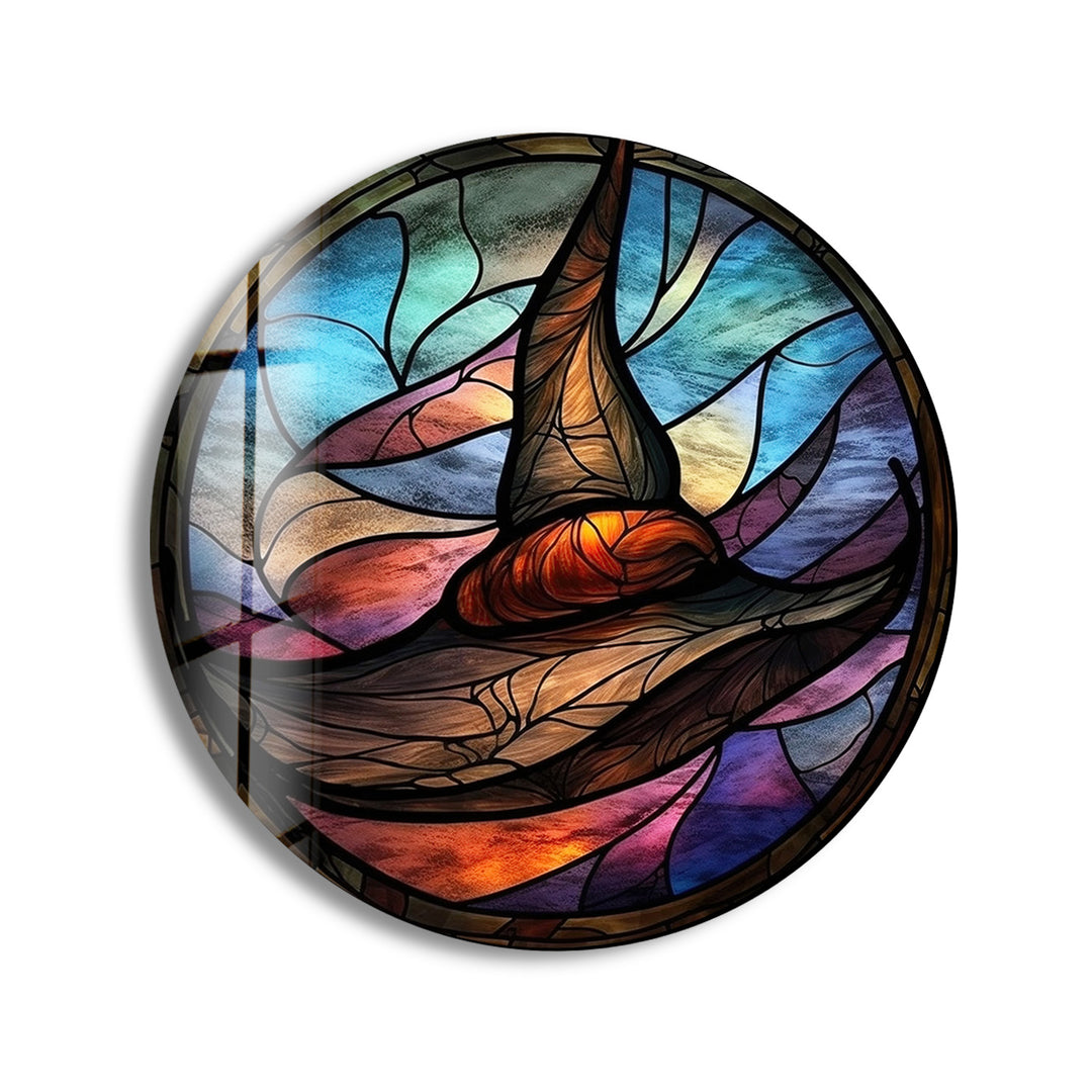 Halloween Decorative Stained Round Glass Wall Art glass art painting, glass art for the Wall
