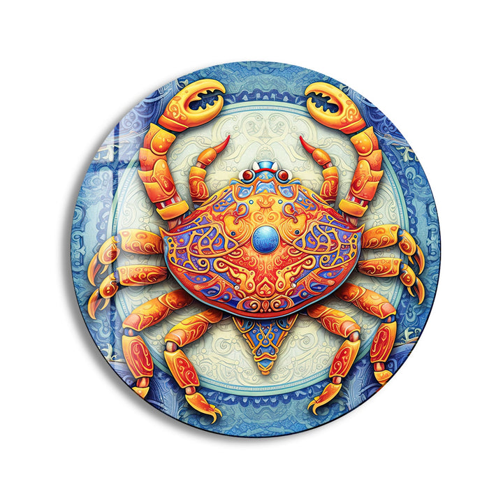 Crab Stained Round Glass Wall Art art glass wall art, glass wall art pictures
