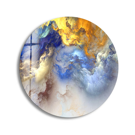 Abstract Clouds Round Glass Wall Art print picture on glass, Tempered Glass Wall Art