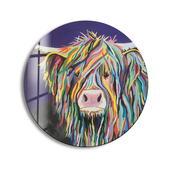 Cow Round Paint Glass Wall Art art glass wall art, glass wall art pictures
