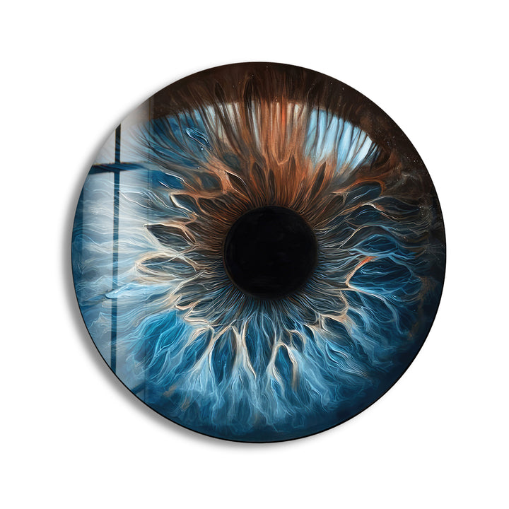 Eye Round Blue Glass Wall Art print picture on glass, Tempered Glass Wall Art
