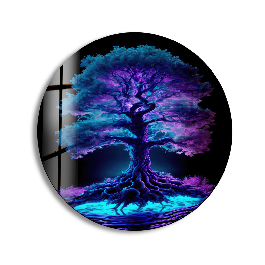 Purple Life of Tree Round Glass Wall Art art glass wall art, glass wall art pictures
