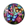 Stained Butterfly Round Tempered Glass Wall Art