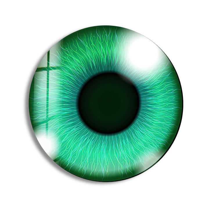 Green Eye Round Glass Wall Art print on glass, glass printed photos
