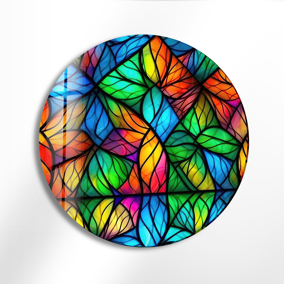 Shaped Details Stained Round Glass Wall Art custom glass photo prints, large glass prints
