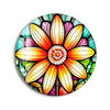 Stained Flower Round Tempered Glass Wall Art