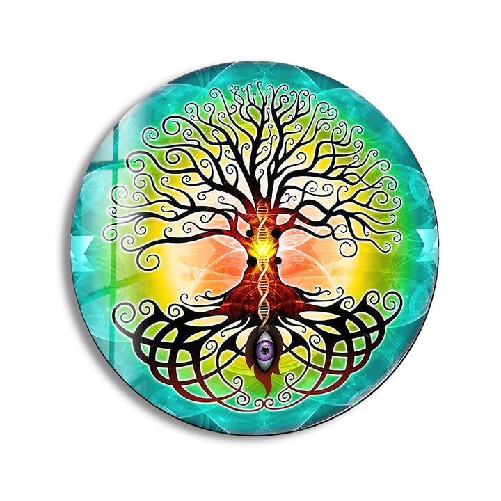 Mandala Round Tree of Life Glass Wall Art glass pictures for Wall, glass prints wall art
