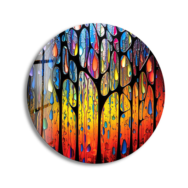 Stained Round Raining Paint Glass Wall Art art glass wall art, glass wall art pictures
