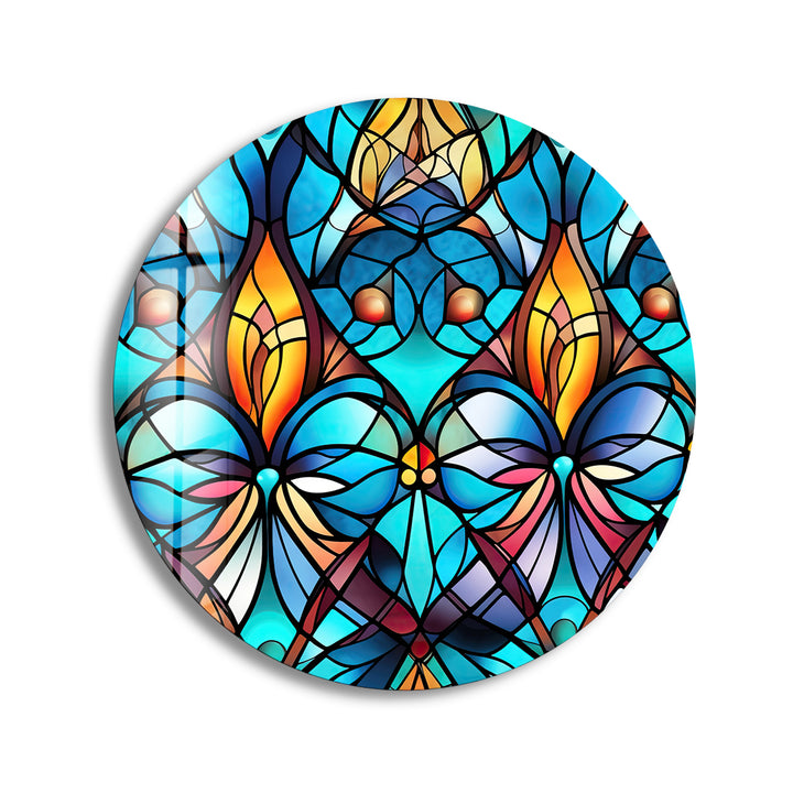 Mosaic Round Blue Glass Wall Art glass image printing, glass prints from photos
