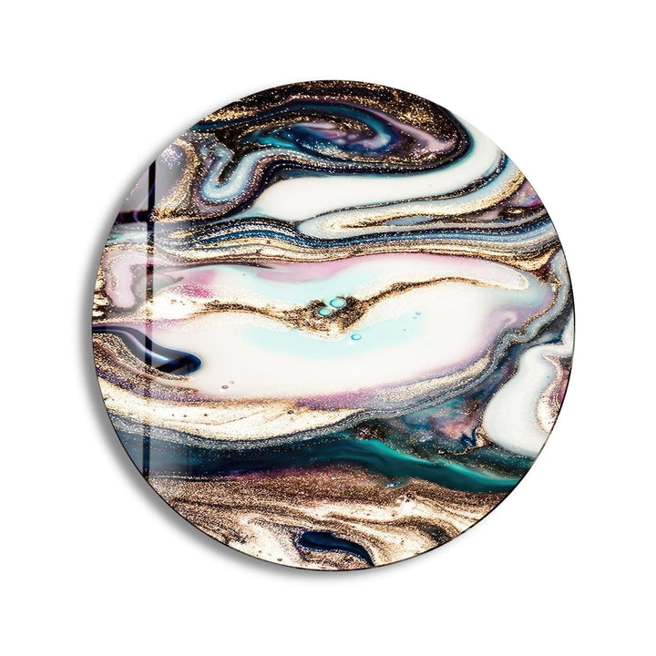 Fuchsia Marble Round Glass Wall Art print on glass, glass printed photos
