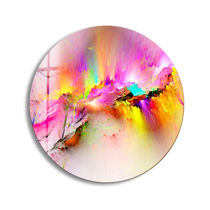 Colorful Reflective Abstract Round Glass Wall Art print on glass, glass printed photos