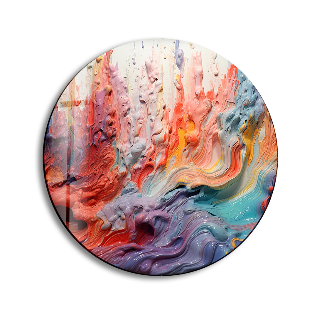 Abstract Round Pink Oil Art Glass Wall Art glass image printing, glass prints from photos
