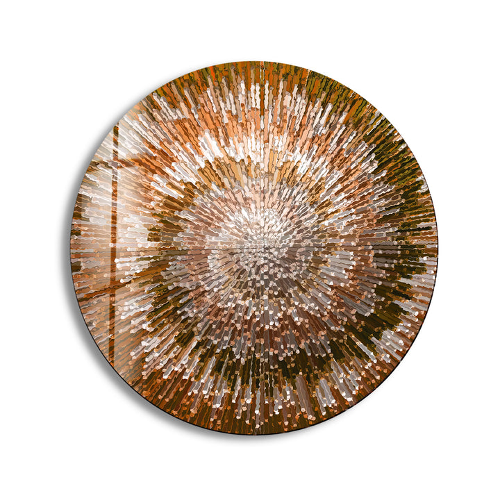 Orange Spiral Abstract Round Glass Wall Art print picture on glass, Tempered Glass Wall Art