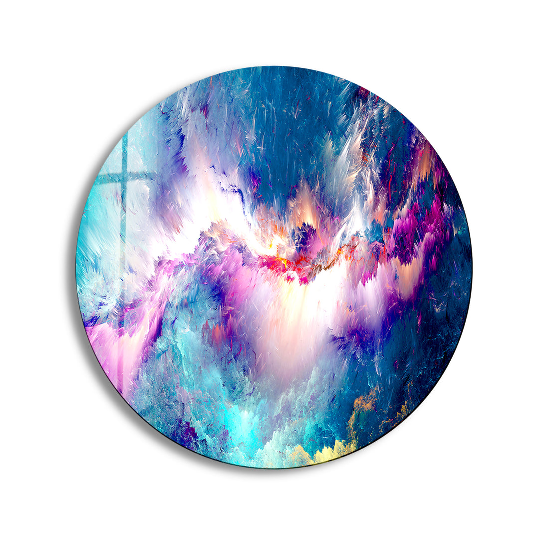 Colorful Clouds Round Glass Wall Art print picture on glass, Tempered Glass Wall Art