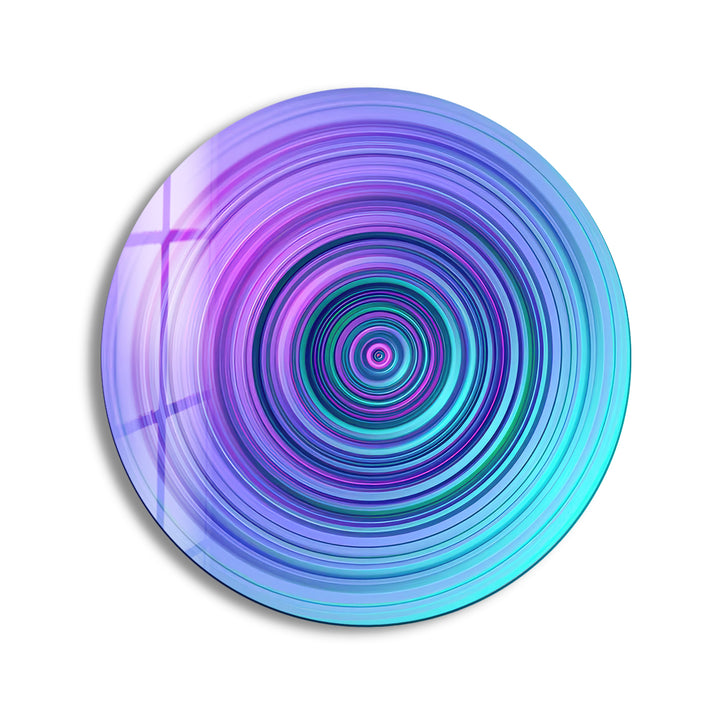 Purple & Blue Spiral Abstract Round Glass Wall Art print picture on glass, Tempered Glass Wall Art
