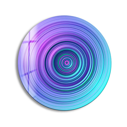 Purple & Blue Spiral Abstract Round Glass Wall Art print picture on glass, Tempered Glass Wall Art
