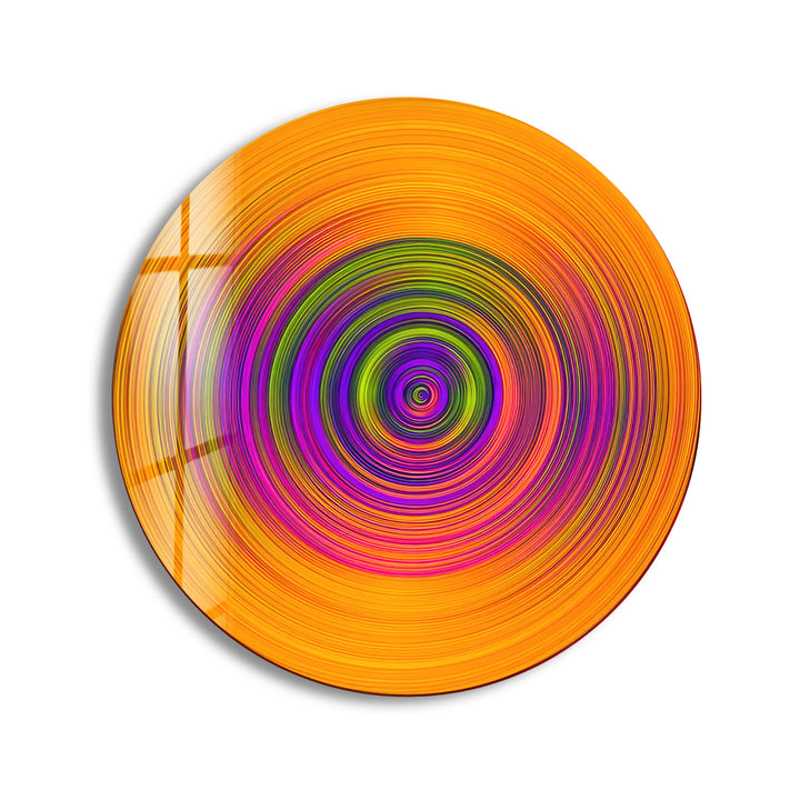 Colored Twirl Circles Abstract Round Glass Wall Art print picture on glass, Tempered Glass Wall Art
