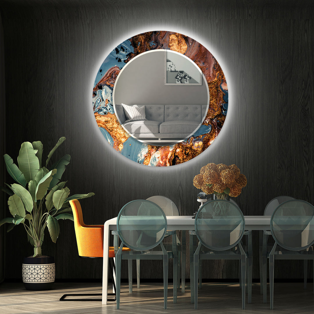 Copper Abstract Marble Wall Mirror mirror black
