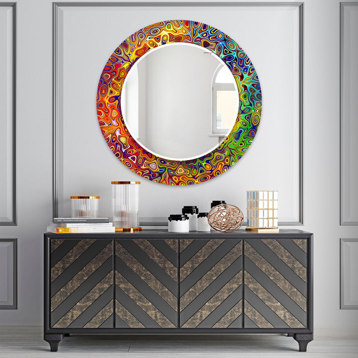 Abstract Colorful Round Wall Mirror Rectangle Mirror
