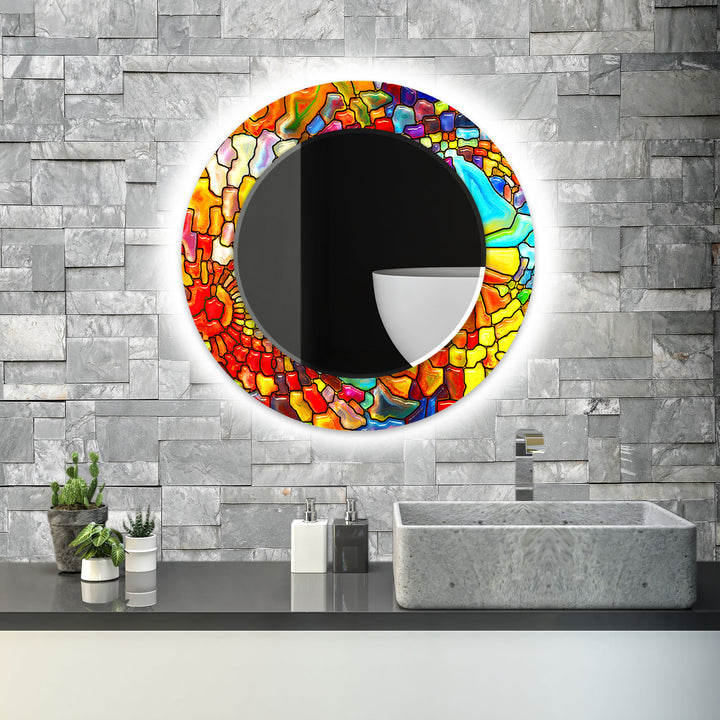 Vivid Colored Stained Wall Mirror Small Wall Mirror
