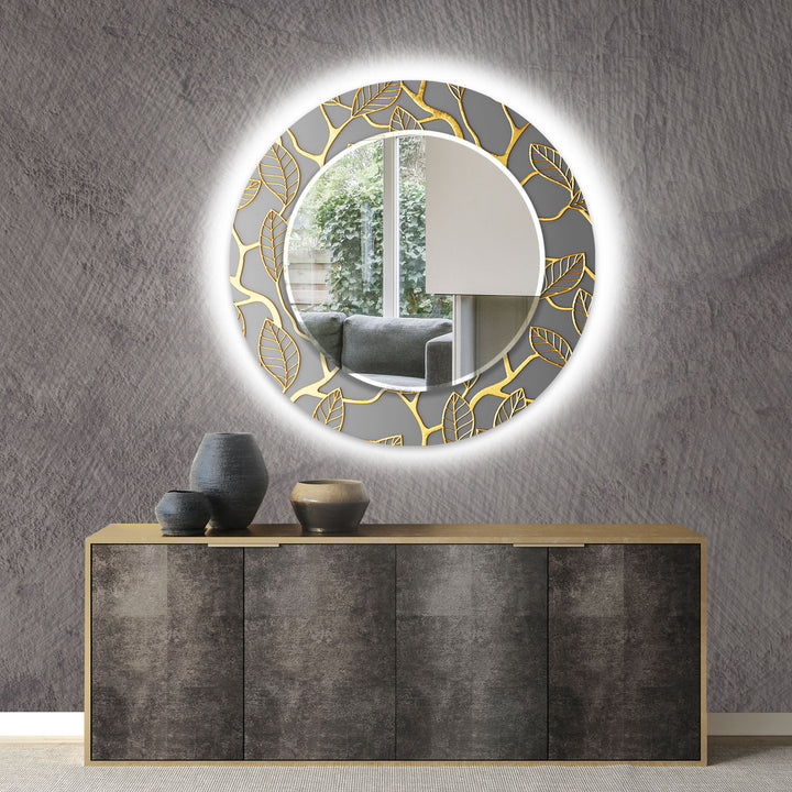 Gold Leaves Wall Mirror Dining Room Mirror
