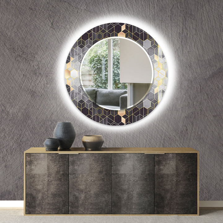 Grey Hexagon Wall Mirror mirror wall art
