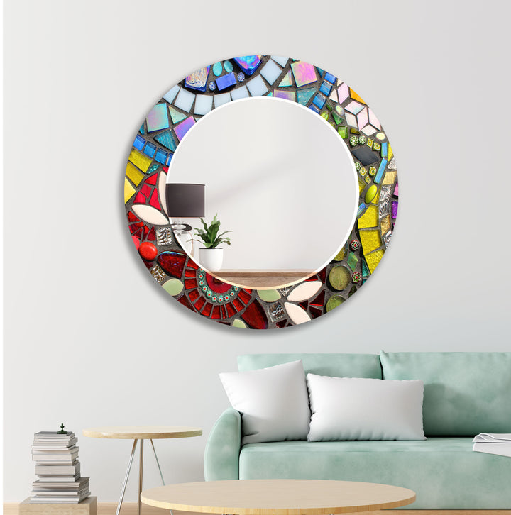 Mosaic Yellow & Green Wall Mirror mirror wall art
