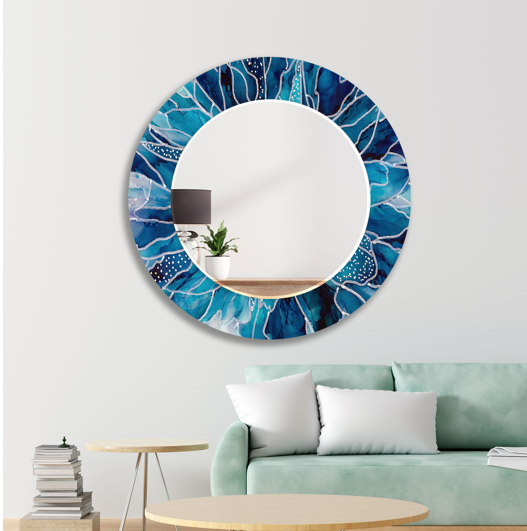 Blue and White Cracked Wall Mirror Huge Mirror
