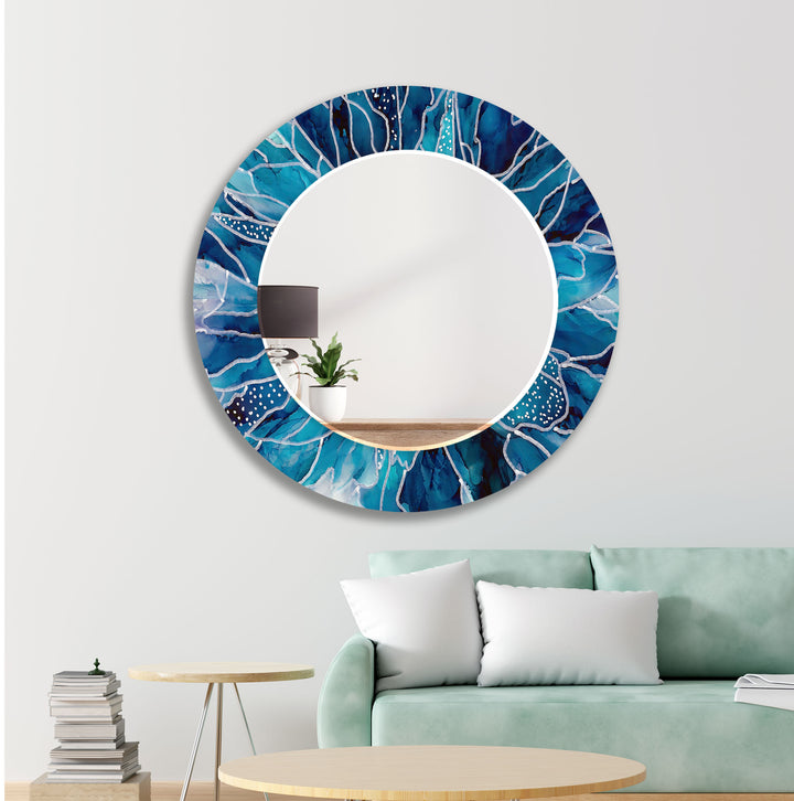 Blue Marble Abstract Wall Mirrors Mosaic Mirror 
