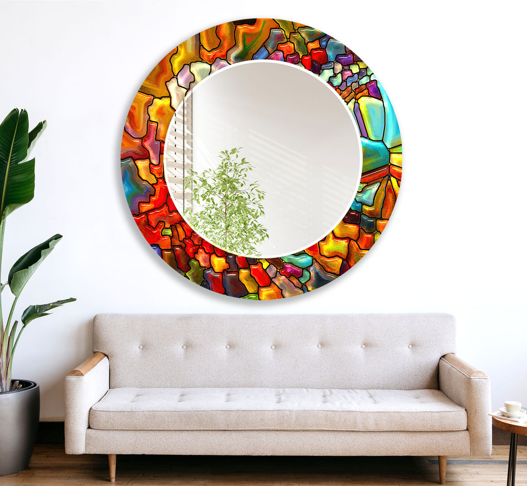 Red Colorful Stained Wall Mirror wall decorative mirror
