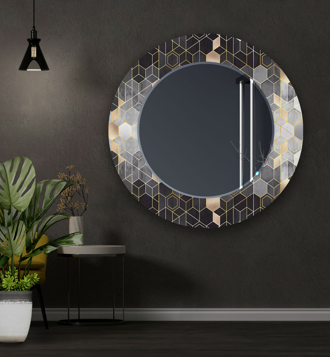 Grey Hexagon Wall Mirror led mirrors
