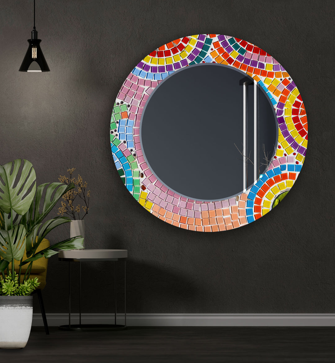 Colorful Mosaic Stones Wall Mirror Marble Wall Mirror
