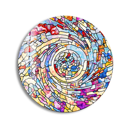 Color Swirl Stained Round Glass Wall Art print picture on glass, Tempered Glass Wall Art