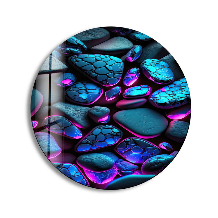 Zen Spa Stones Purple Round Glass Wall Art print picture on glass, Tempered Glass Wall Art
