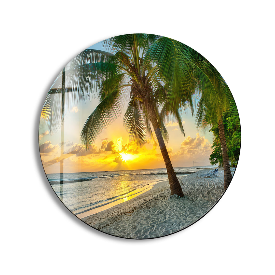 Tropical Green Round Glass Wall Art glass image printing, glass prints from photos
