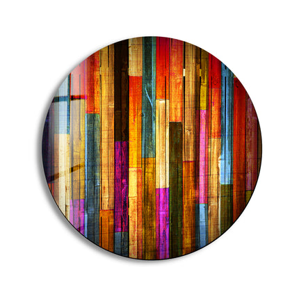 Colorful Wood Pattern Round Glass Wall Art stained glass wall art, stained glass wall decor