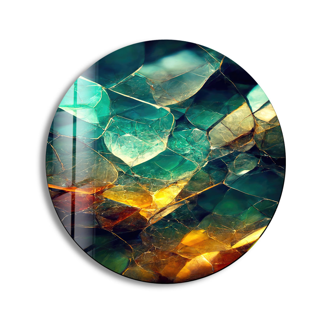 Stained Round Green Emerald Glass Wall Art glass image printing, glass prints from photos
