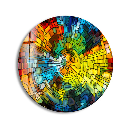 Stained Yellow Round Glass Wall Art art glass wall art, glass wall art pictures