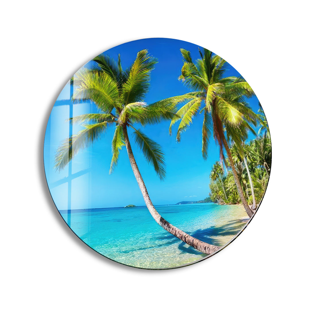 Tropical Landscape Round Glass Wall Art glass image printing, glass prints from photos
