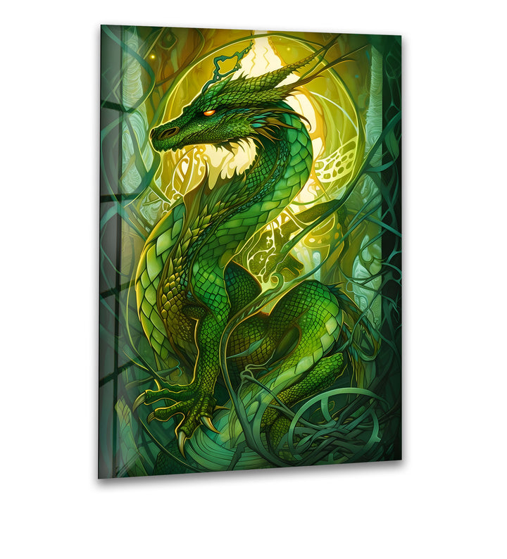 Green Dragon: A majestic dragon surrounded by mystical vines, perfect for nature-inspired decor.
